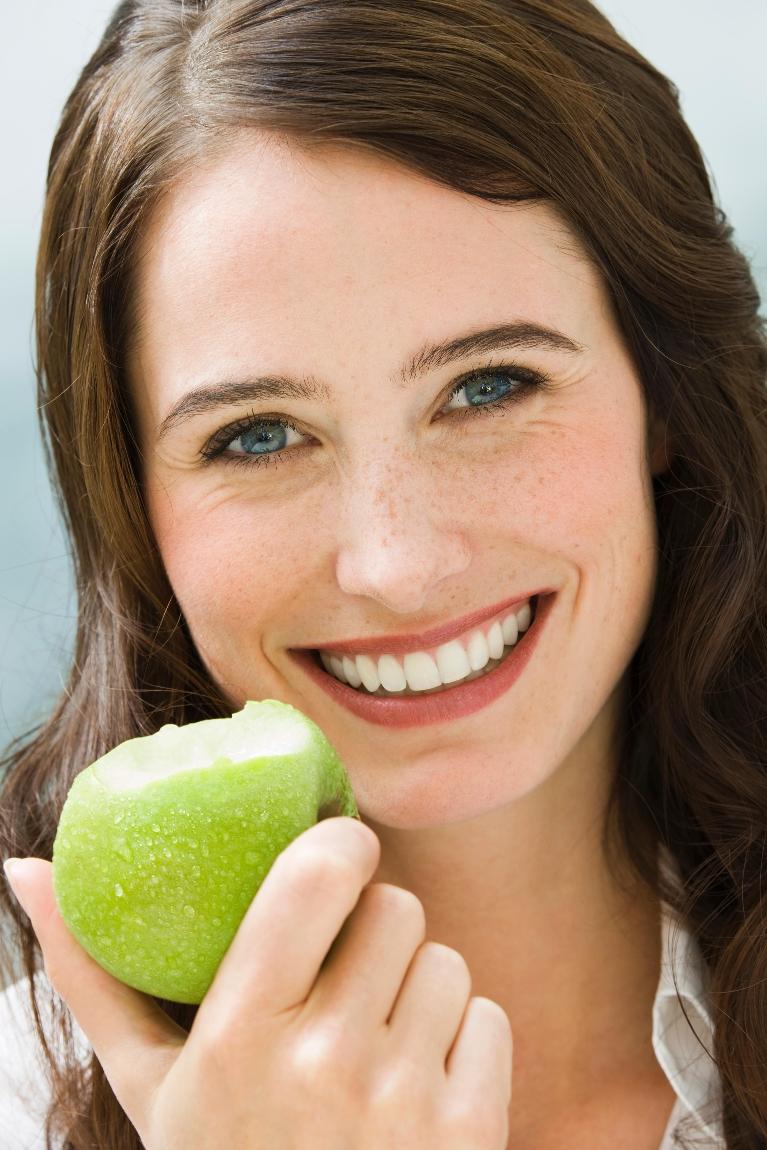 woman with apple